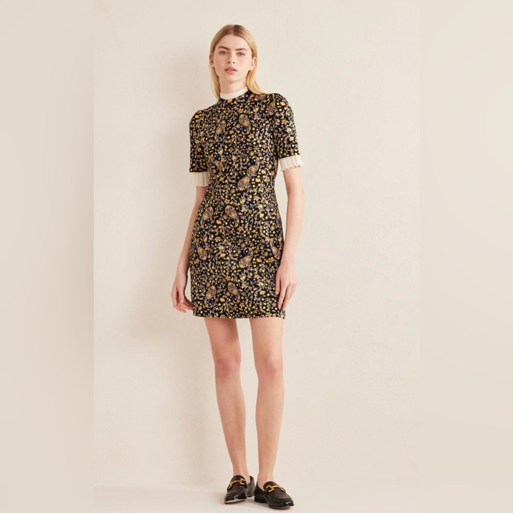 Boden Jersey Mini Dress in ‘Black, Wildflower Paisley” SIZE SMALL / US 4R